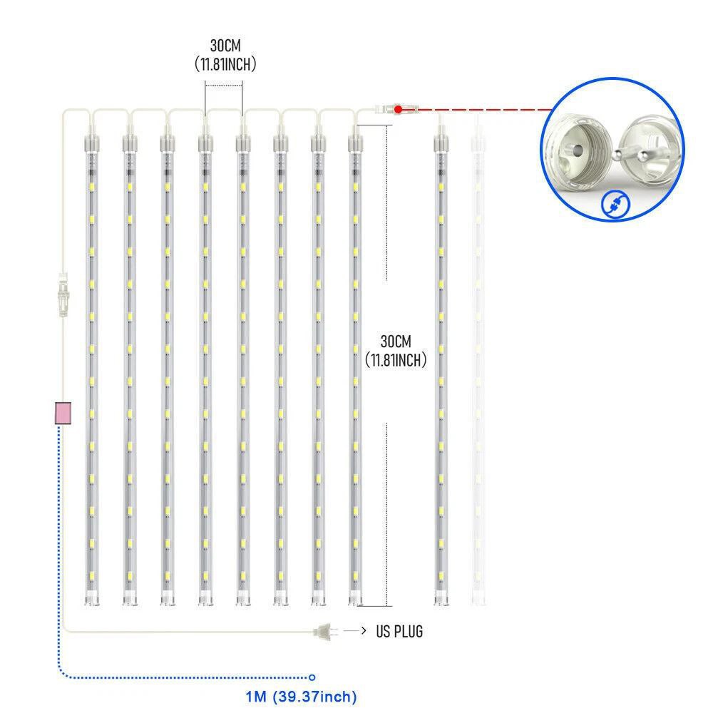 8 Tubes LED Meteor Shower Rain Drop Falling String Lights (Multicolor) (1)