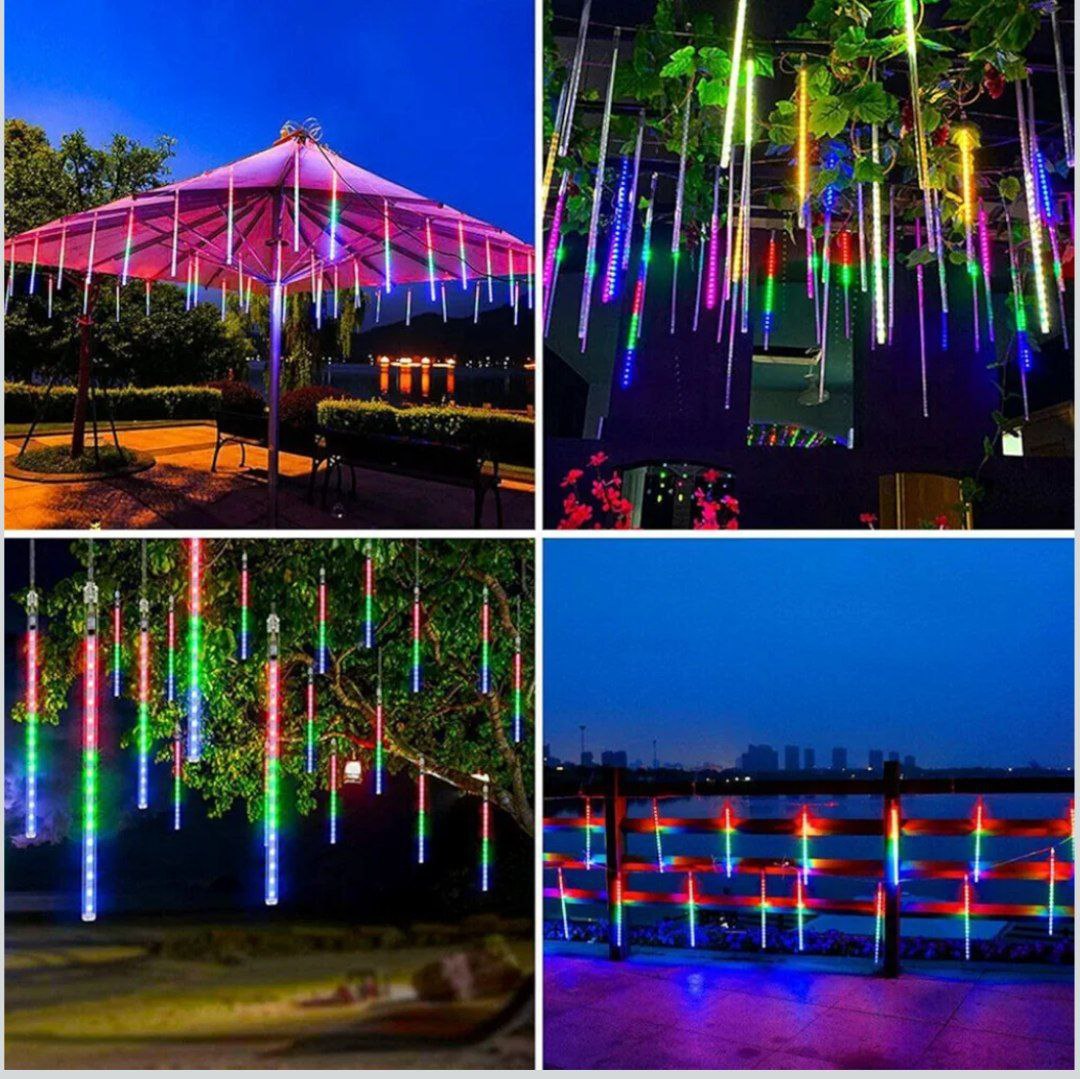 8 Tubes LED Meteor Shower Rain Drop Falling String Lights (Multicolor) (2)
