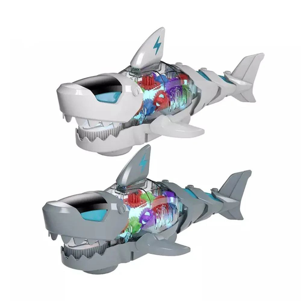 Battery Operated Transparent Gear Robot Shark Car Vehicle Toy (1)