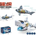 Battery Operated Transparent Gear Robot Shark Car Vehicle Toy