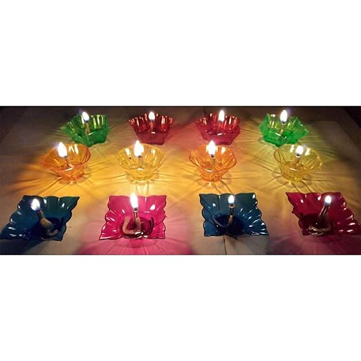 Plastic Colorful Reflection Diya (12 Pcs) (2)