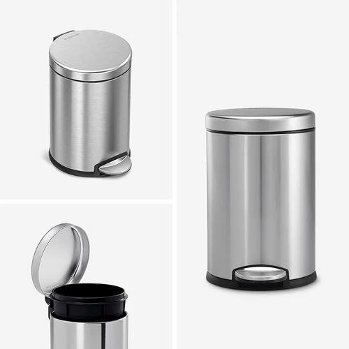 Stainless steel Round Pedal Dustbin With Soft Close Lid And Plastic Bucket (1)