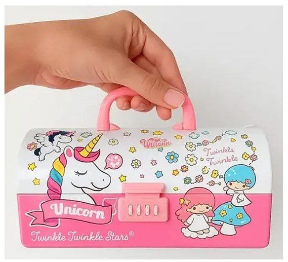 Suitcase-Style with a Handle Kids' Pen and Pencil Box with Password Lock (Rondom Design) (1)
