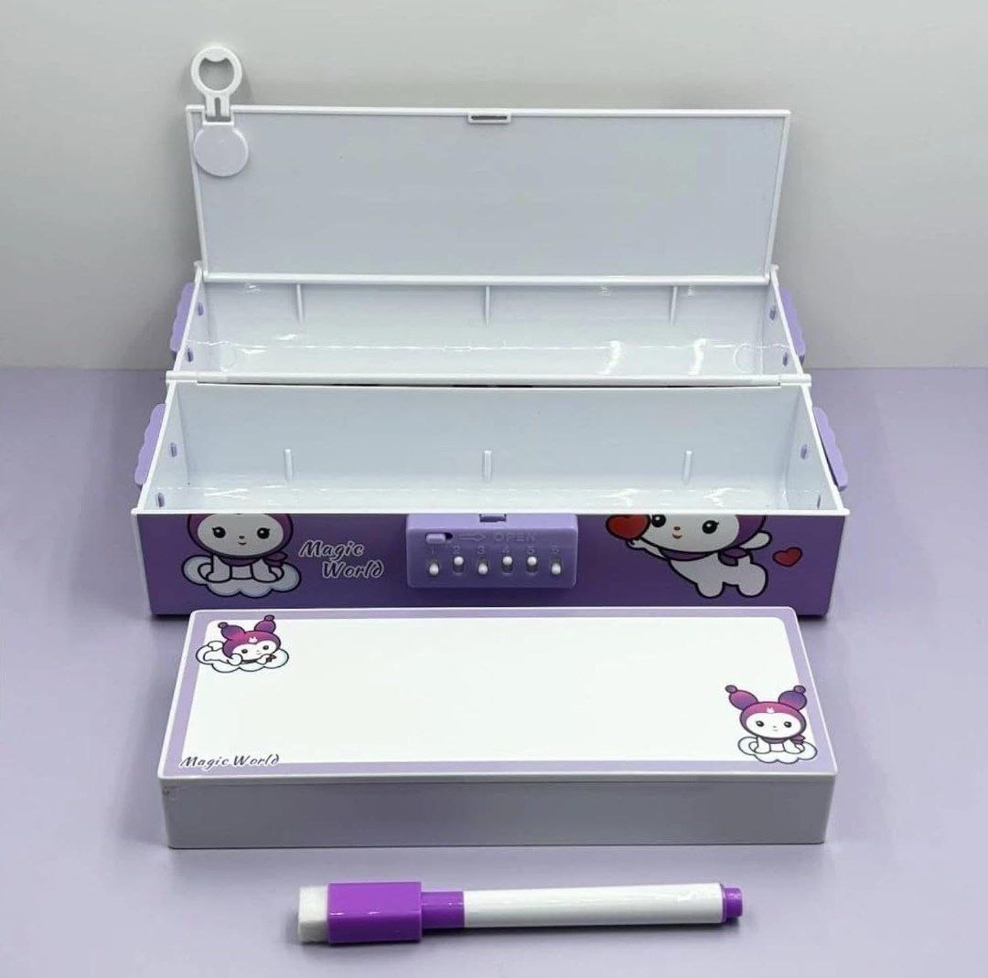 Suitcase-Style with a Handle Kids' Pen and Pencil Box with Password Lock (Rondom Design) (3)