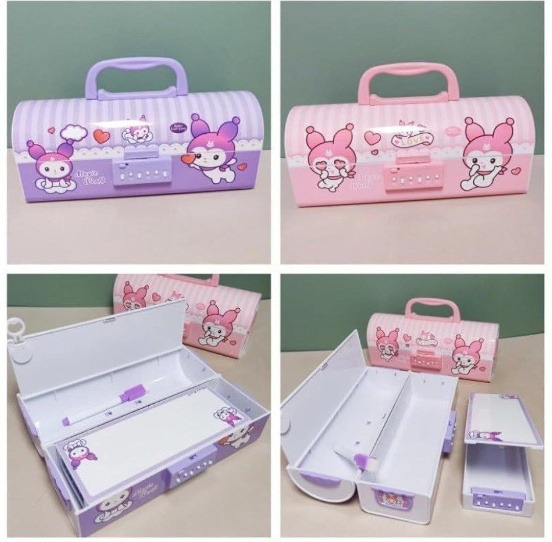 Suitcase-Style with a Handle Kids' Pen and Pencil Box with Password Lock (Rondom Design) (4)
