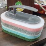Multi-layered Cleaning Sponge with Plastic Handle